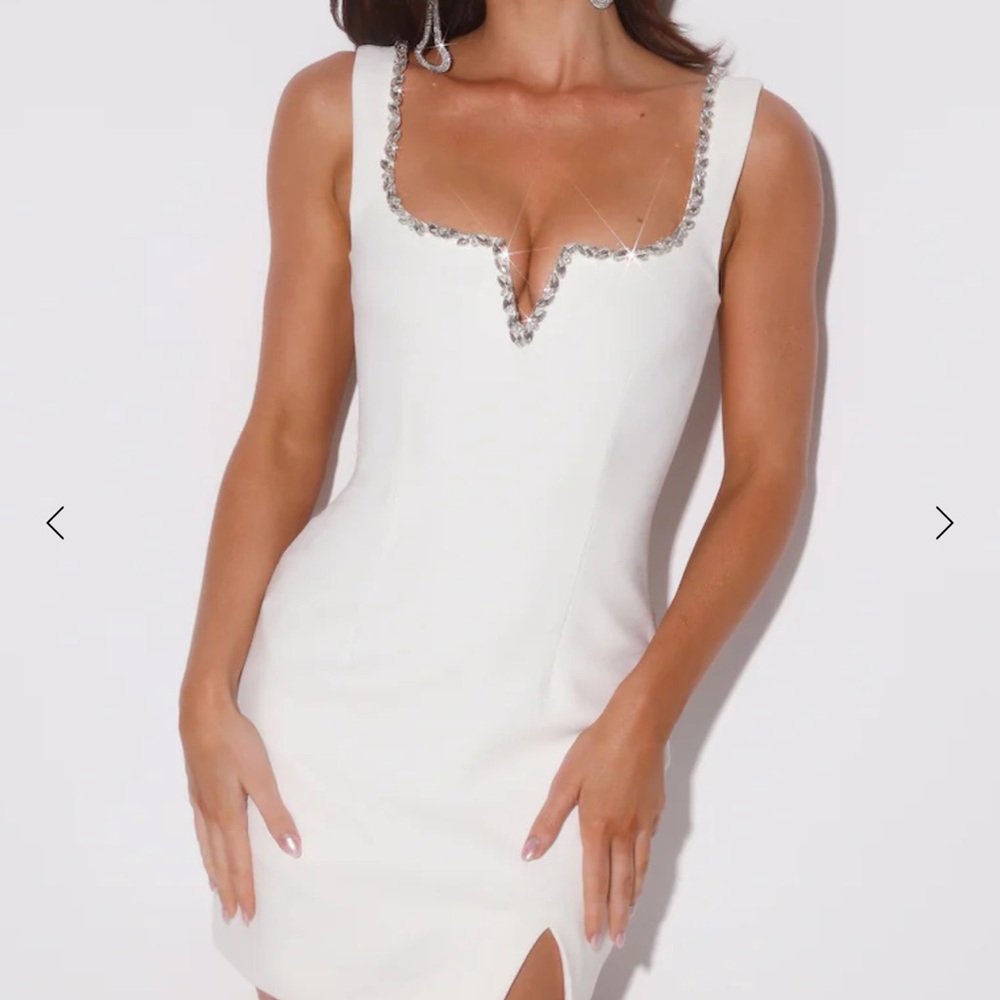 Elegant White Dress with Silver Accents